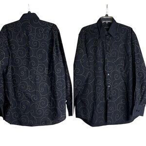 Button Down Shirt XL Black Gold Swirl Riscatto